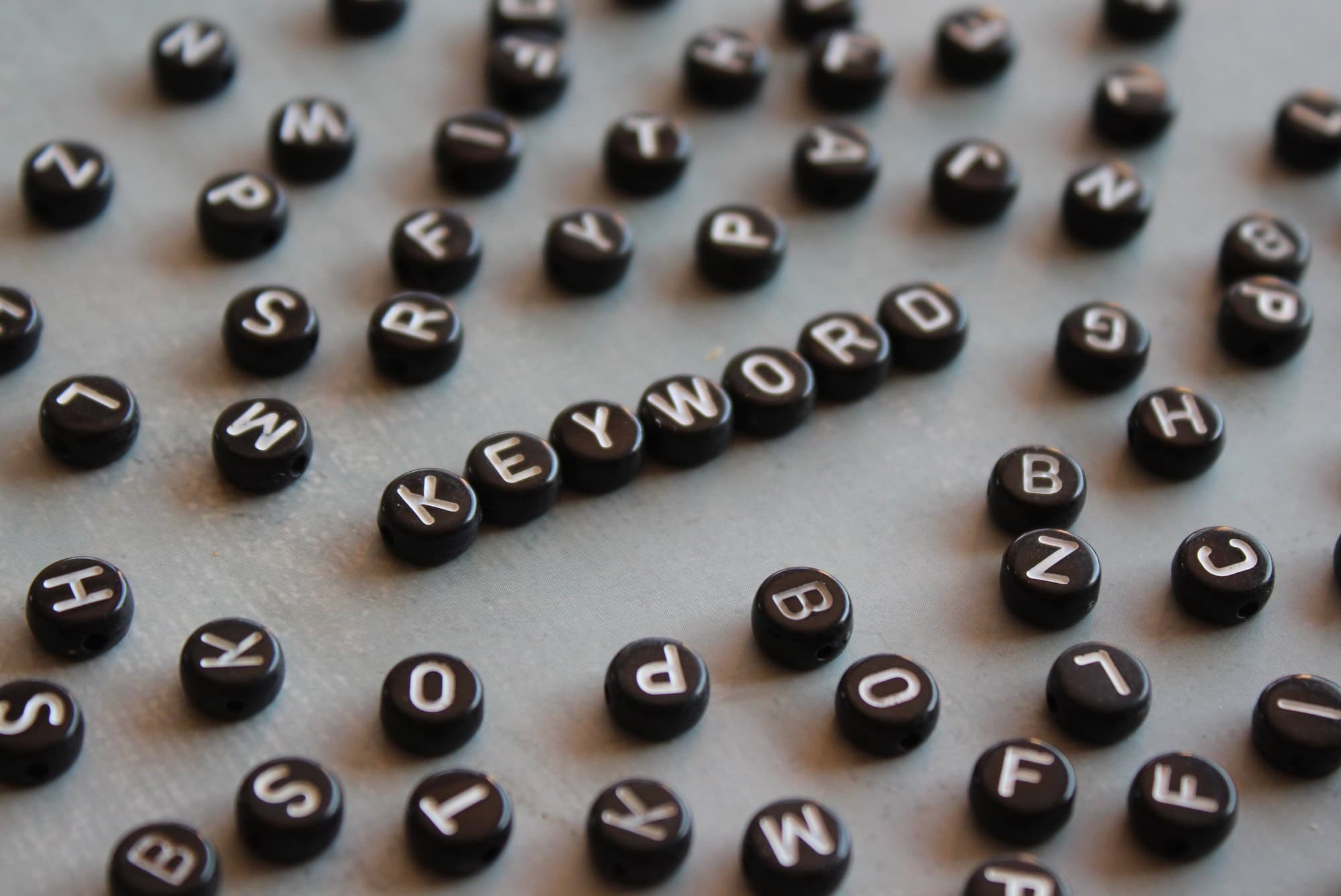 Alphabet beads with text KEYWORD